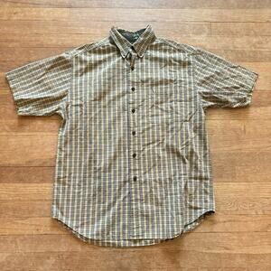 Arizona Jeans Co yellow gray short sleeve Oxford shirt size medium M b14